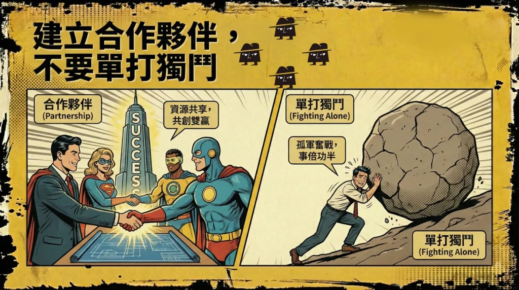 建立合作夥伴，不要單打獨鬥